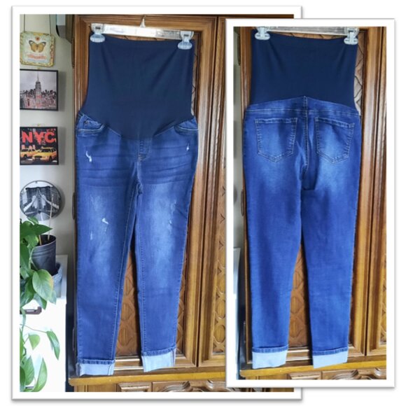 ENJEAN Maternity Cuffed Skinny Jeans - Darkwash, Size S - Picture 16 of 16